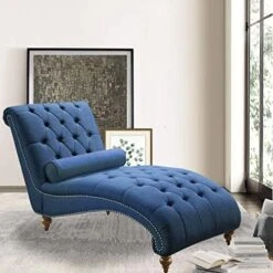 Rosevera Deedee Linen Upholstered Chaise Lounge Chair With Nailhead Trim For Living Room And Bedroom, Standard, Royal Navy 20 Rosevera Deedee Linen Upholstered Chaise Lounge Chair With Nailhead Trim For Living Room And Bedroom, Standard, Royal Navy -Songmics Furniture Shop 51X27gspDOL. AC
