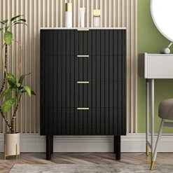 ANBUY Black 6 Drawer Double Dresser For Bedroom, Dual Chest Of Drawers Modern Dresser For Bedroom With Gold Handles Imitation Marble Texture (Black) 14 ANBUY Black 6 Drawer Double Dresser For Bedroom, Dual Chest Of Drawers Modern Dresser For Bedroom With Gold Handles Imitation Marble Texture (Black) -Songmics Furniture Shop 51X2qF4nReL. AC