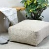 Chardin Home Unstuffed Ottoman, Cozy & Bohemian Pouf Covers, Hand Crafted Casual Seating, Footrest, Square Floor Pillow For Home, Office, Bedroom, Living Room, 20" X 20"x 8", Ivory-Grey.