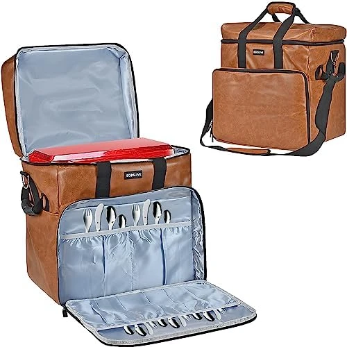 Zippered Kitchen Mixer Storage Bag Water Resistant Thicken Storage Shoulder Bag,PU Leather Fabric, Portable Storage Bag For KitchenAid Mixers And Extra Accessories (Fits For 6-8 Quart, Brown) 4 Zippered Kitchen Mixer Storage Bag Water Resistant Thicken Storage Shoulder Bag,PU Leather Fabric, Portable Storage Bag For KitchenAid Mixers And Extra Accessories (Fits For 6-8 Quart, Brown) - Image 4