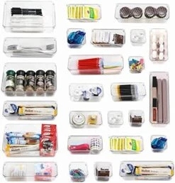 Cq Acrylic 16-Piece Clear Plastic Drawer Organizer Tray For Makeup, Kitchen Utensils, Jewelries And Gadgets,4 Sizes Plastic Vanity Drawer Organizers And Storage Bins Clear -Songmics Furniture Shop 51XMyhgmOrL. AC