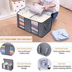 Purjoy 90L Large Storage Bags,6 Pack Closet Organizers And Storage,Clothes Foldable Storage Bins With Reinforced Handles Two Clear Window,Storage Containers For Clothing,Blanket,Comforters,Toys,Bedding(Grey 6Pack) 8 Purjoy 90L Large Storage Bags,6 Pack Closet Organizers And Storage,Clothes Foldable Storage Bins With Reinforced Handles Two Clear Window,Storage Containers For Clothing,Blanket,Comforters,Toys,Bedding(Grey 6Pack) -Songmics Furniture Shop 51XOypmZzUL
