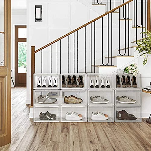 SONGMICS Shoe Boxes, Pack Of 3 Stackable Shoe Organizers With Clear Door For Sneakers, Plastic Shoe Storage For US Size 12, 14.2 X 11 X 8.7 Inches, Transparent ULSP03CW 3 SONGMICS Shoe Boxes, Pack Of 3 Stackable Shoe Organizers With Clear Door For Sneakers, Plastic Shoe Storage For US Size 12, 14.2 X 11 X 8.7 Inches, Transparent ULSP03CW - Image 3