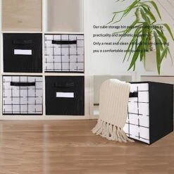 XYH Storage Cubes, 3 Pack 11 Inch Cube Storage In Check Pattern,Foldable Cube Storage Bin With Visual Labels, Suitable For Storing Clothes,Toy And Book. -Songmics Furniture Shop 51XYIqhqMYL