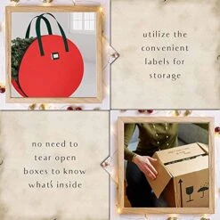 CLOZZERS 2 Pack Christmas Wreath And Garland Bag With Durable Zippered Closure And Sturdy Handles, For Wreaths Up To 30” Inches, Heavy Duty, Tear Proof And Water Resistant, Red 8 CLOZZERS 2 Pack Christmas Wreath And Garland Bag With Durable Zippered Closure And Sturdy Handles, For Wreaths Up To 30” Inches, Heavy Duty, Tear Proof And Water Resistant, Red -Songmics Furniture Shop 51XbbjndDNL