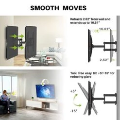 USX MOUNT Full Motion TV Wall Mount For Most 37-75 Inch TV, Swivel And Tilt TV Mount With Dual Articulating Arms, Wall Mount TV Bracket Up To 132lbs, VESA 600x400mm, 16" Wood Studs, XML019 -Songmics Furniture Shop 51XdK74cDOL