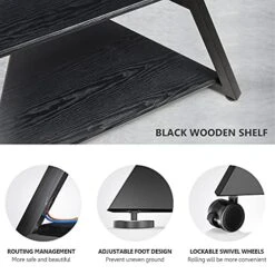 FITUEYES Design Corner TV Stand For 43 55 65 70 75 Inch TV, Black TV Cart Floor Stand, Modern TV Stand With Wooden Storage Shelves, Eiffel Series -Songmics Furniture Shop 51XfzTFIyLS