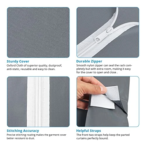 VIPEK V1S 3 Tiers Heavy Duty Garment Racks With Cover Small Space Free Standing Wardrobe Covered Clothes Rack For Hanging Clothes Portable Closet, White Clothing Rack With Grey Oxford Fabric Cover 5 VIPEK V1S 3 Tiers Heavy Duty Garment Racks With Cover Small Space Free Standing Wardrobe Covered Clothes Rack For Hanging Clothes Portable Closet, White Clothing Rack With Grey Oxford Fabric Cover - Image 5