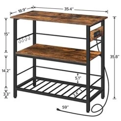 HOOBRO Kitchen Island With Storage, Kitchen Island Table With Power Outlet, 3 Tier Coffee Station And Microwave Stand, For Home, Kitchen And Dining Room, Rustic Brown BF021ZD01 9 HOOBRO Kitchen Island With Storage, Kitchen Island Table With Power Outlet, 3 Tier Coffee Station And Microwave Stand, For Home, Kitchen And Dining Room, Rustic Brown BF021ZD01 -Songmics Furniture Shop 51Xl5XmwAdL