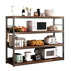 Bread Rack, 48 -inch Microwave Stove, 4 -Story Bar, High Kitchen Rack With Storage Shelf, And Kitchen Cabinet, Brown (Size : 100cm)