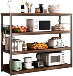 Bread Rack, 48 -inch Microwave Stove, 4 -Story Bar, High Kitchen Rack With Storage Shelf, And Kitchen Cabinet, Brown (Size : 100cm) -Songmics Furniture Shop 51XtknL3x1L. AC 2