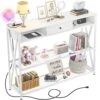 Armocity Console Table With Outlets, Entryway Table For Entry, 47 Inch Sofa Table With Drawers, Long Hallway Table, Industrial Behind Couch Table For Entryway, Sofa Couch, Entrance, Hallway, White