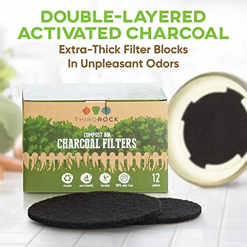 Third Rock Charcoal Filter Replacements For Kitchen Compost Bin - 12 Pack - 6.5 Inches In Diameter | Designed To Fit 1.3 Gallon Third Rock Compost Bin | Premium Extra Thick Filters | 3 Years Supply 2 Third Rock Charcoal Filter Replacements For Kitchen Compost Bin - 12 Pack - 6.5 Inches In Diameter | Designed To Fit 1.3 Gallon Third Rock Compost Bin | Premium Extra Thick Filters | 3 Years Supply - Image 2