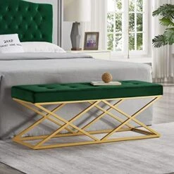 24KF Upholstered Tufted Long Bench Seats With Metal Frame Leg, Linen Bench Ottoman With Padded Seat-Linen -Songmics Furniture Shop 51Y0d8ge0RL. AC