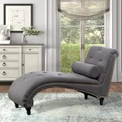 ALISH Chaise Lounge Indoor Upholstered Chaise Lounge Chair Modern Recliner Sofa Sleeper Sofa For Living Room, Bedroom Gray 12 ALISH Chaise Lounge Indoor Upholstered Chaise Lounge Chair Modern Recliner Sofa Sleeper Sofa For Living Room, Bedroom Gray -Songmics Furniture Shop 51Y5KPLXohL. AC