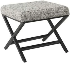 Homepop Home Decor | Modern Square Ottoman With Metal X Base | Ottoman For Living Room & Bedroom | Decorative Home Furniture (Tan And Cream Awning Stripe) -Songmics Furniture Shop 51Y7Klb1nRL. AC