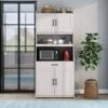 LOVMOR Kitchen Pantry Storage Cabinet, 71" One-Body Style Pantry Cabinet With Doors And Drawers, Storage Buffet With Adjustable Shelves And Drawers For Living Room, Dining Room, Antique White