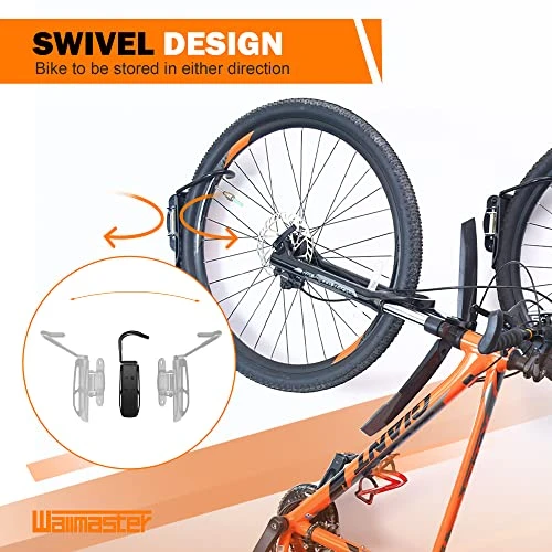 Wallmaster Swivel Bike Rack Hanger,Garage Wall Mount Bike Storage Hook For Indoor, 2 Pack 2 Wallmaster Swivel Bike Rack Hanger,Garage Wall Mount Bike Storage Hook For Indoor, 2 Pack - Image 2