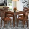East West Furniture Kitchen Table Set, 5 Pieces, Mahogany