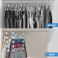 Upgrade 5 Tier Skirt Hangers For Women, 2 Pack Pants Skirts Hangers Space Saving With Adjustable Non Slip Clips Closet Organizers And Storage Grip Shorts Hangers For Pants, Trousers, Shorts, Jeans