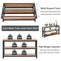 FATORRI Industrial Console Table For Entryway, Wood Sofa Table, Rustic Hallway Tables With 3-Tier Shelves For Living Room (55 Inch, Rustic Oak) -Songmics Furniture Shop 51YMN0FhRpL