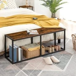 HOOBRO Dining Benches, Pair Of 2 Benches, 47.2 Inch Table Bench, Industrial Style Indoor Bench, Steel Frame, Easy To Assemble, For Kitchen, Dining Room, Rustic Brown And Black BF12CDP201 -Songmics Furniture Shop 51YU5zexVqL