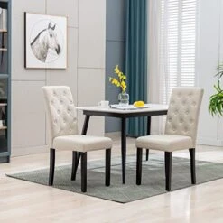 CRECQ Fabric Dining Chairs,Modern Tufted Solid Wood Padded Parsons Chair For Dining Room Set Of 6(Cream) 16 CRECQ Fabric Dining Chairs,Modern Tufted Solid Wood Padded Parsons Chair For Dining Room Set Of 6(Cream) -Songmics Furniture Shop 51YW7ceRMwL