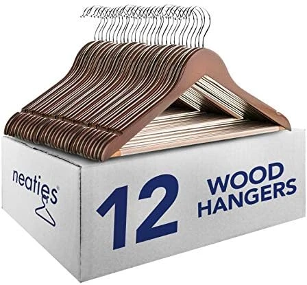 Neaties Wood Hangers 24 Pack - Grade A Wooden Hangers Bulk, Anti-Rust Swivel Hook - Non-Slip Smooth Finish - Double Notch Feature - Durable And Stylish Clothes Hangers Wood (Natural 24 Pack) 7 Neaties Wood Hangers 24 Pack - Grade A Wooden Hangers Bulk, Anti-Rust Swivel Hook - Non-Slip Smooth Finish - Double Notch Feature - Durable And Stylish Clothes Hangers Wood (Natural 24 Pack) - Image 7