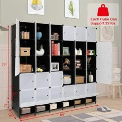 VINGLI Portable Closet Wardrobe, Cube Storage Organizer, Plastic Storage Closet, Shelf Unit, DIY Cube Shelves With Doors And Hanging Rods, 36 Cubes 12 VINGLI Portable Closet Wardrobe, Cube Storage Organizer, Plastic Storage Closet, Shelf Unit, DIY Cube Shelves With Doors And Hanging Rods, 36 Cubes -Songmics Furniture Shop 51Ye8f4Kp0L