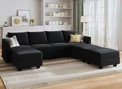 HONBAY Modular Sectional Sofa Convertible U Shaped Couch With Reversible Chaise Velvet Modular Sofa Sectional Couch With Storage Ottoman, Grey -Songmics Furniture Shop 51YjNwQQGeL. AC