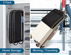MISSLO 43" Gusseted Suit Bags For Men Travel Hanging Garment Bags Heavy Duty Suit Cover For Women Kids Clothes Shirts Short Dresses Coats, 2 Pack