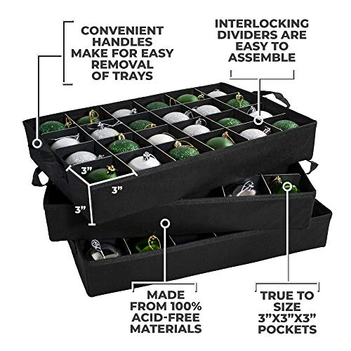 612 Vermont Christmas Ornament Storage Box With Deep Side Pockets, Holds Up To 72 – 3 Inch Ornaments, Acid Free Materials, Measures 26" L × 15" W × 10" H 3 612 Vermont Christmas Ornament Storage Box With Deep Side Pockets, Holds Up To 72 – 3 Inch Ornaments, Acid Free Materials, Measures 26" L × 15" W × 10" H - Image 3