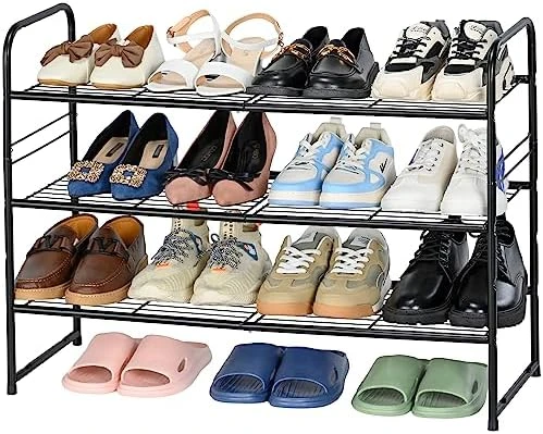 SUFAUY 3-Tier Shoe Rack, Stackable Shoe Shelf Storage Organizer For Entryway Closet, Extra Large Capacity, Wire Grid, Bronze 9 SUFAUY 3-Tier Shoe Rack, Stackable Shoe Shelf Storage Organizer For Entryway Closet, Extra Large Capacity, Wire Grid, Bronze - Image 9