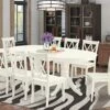 EAST WEST FURNITURE 9 Pc Dining Room Set For 8 Dining Table With Leaf And 8 Wood Seat Kitchen Dining Chairs