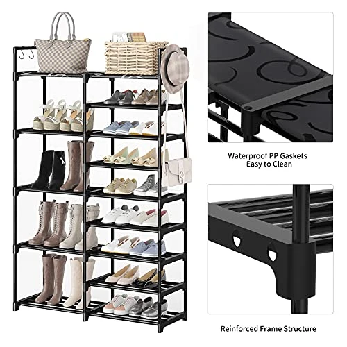 WOWLIVE 9 Tiers Shoe Rack Shoe Storage Shoe Organizer 30-35 Pairs Shoe Tower Unit Shelf Durable Metal Pipes With Plastic Connectors Stackable Cabinet Black(SSS2B9) 5 WOWLIVE 9 Tiers Shoe Rack Shoe Storage Shoe Organizer 30-35 Pairs Shoe Tower Unit Shelf Durable Metal Pipes With Plastic Connectors Stackable Cabinet Black(SSS2B9) - Image 5