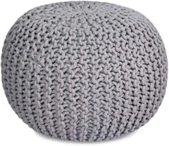 BIRDROCK HOME Round Pouf Foot Stool Ottoman - Knit Bean Bag Floor Chair - Cotton Braided Cord - Great For The Living Room, Bedroom And Kids Room - Small Furniture (Light Grey) -Songmics Furniture Shop 51Z 6tx3gwL. AC