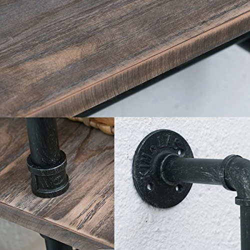 Womio Industrial Pipe Bathroom Shelves Wall Mounted With Towel Bar,24in Rustic Wall Decor Farmhouse,3 Tiered Towel Rack Metal Floating Shelves Towel Holder,Wall Shelf Over Toilet 4 Womio Industrial Pipe Bathroom Shelves Wall Mounted With Towel Bar,24in Rustic Wall Decor Farmhouse,3 Tiered Towel Rack Metal Floating Shelves Towel Holder,Wall Shelf Over Toilet - Image 4