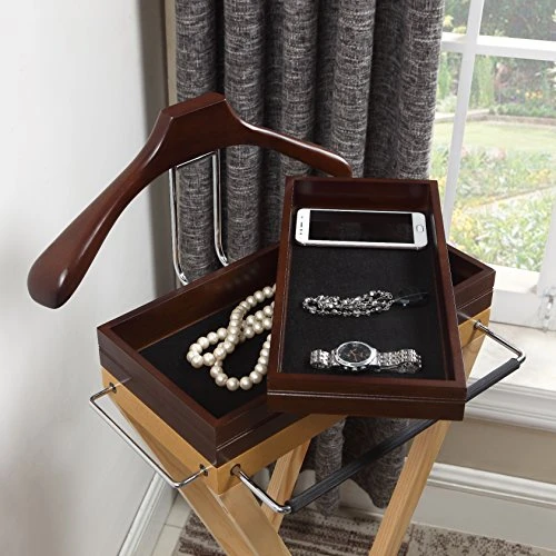 Proman Products Laguna Valet Stand, Two Stackable Trays, 17.75" W X 14" D X 47" H 4 Proman Products Laguna Valet Stand, Two Stackable Trays, 17.75" W X 14" D X 47" H - Image 4