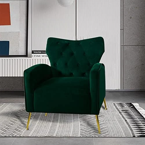 Sucrever Green Accent Chairs Set Of 2 With Armrests/Pillow, Upholstered Wingback Chair, Comfy Tufted Easy Stylish Velvet Accent Chair Set Of 2 For Bedroom Living Room Club And Fireplace 13 Sucrever Green Accent Chairs Set Of 2 With Armrests/Pillow, Upholstered Wingback Chair, Comfy Tufted Easy Stylish Velvet Accent Chair Set Of 2 For Bedroom Living Room Club And Fireplace - Image 13