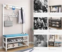 Entryway Coat Rack Shoe Bench 3 In 1 Hall Tree With Bench 2-Tier Shoe Rack For Entryway With Shelf And Hanging Hook Freestanding And Stable For Entryway Home Office Bedroom -Songmics Furniture Shop 51ZDolAFf9L 1
