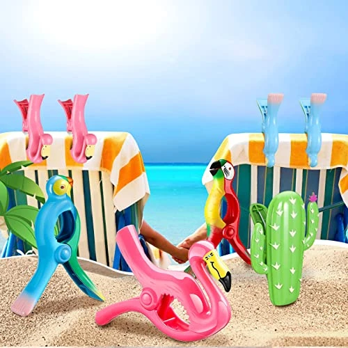 8 Pieces Beach Towel Clips Beach Chair Clips Towels Portable Parrot Flamingo Cactus Swallow Beach Towel Holder For Towels Cruise Pool Holiday Outdoor Clothes Pins (Multicolor,Multi Style) 4 8 Pieces Beach Towel Clips Beach Chair Clips Towels Portable Parrot Flamingo Cactus Swallow Beach Towel Holder For Towels Cruise Pool Holiday Outdoor Clothes Pins (Multicolor,Multi Style) - Image 4
