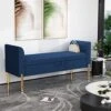 ALISH Storage Bench,Upholstered Storage Ottoman Bench,Modern Bed Bench Entryway Bench With Gold Legs For Bedroom Living Room Blue
