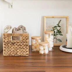 HOMESTEAD Seagrass Baskets With Built-in Handles For Storage, Medium Rectangular Wicker Basket - Set Of 2 -Songmics Furniture Shop 51ZPe8McCjL