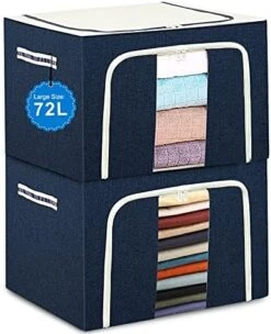 Clothes Storage Boxes Bins - 72L X 2 Large Organizers With Steel Frame , Tulab Foldable Oxford Containers Set, Clear Window & Reinforced Handles, Waterproof, For Closet, Bedding, Blankets (2-Pack, 20.07”x 15.73” X 14”) 13 Clothes Storage Boxes Bins - 72L X 2 Large Organizers With Steel Frame , Tulab Foldable Oxford Containers Set, Clear Window & Reinforced Handles, Waterproof, For Closet, Bedding, Blankets (2-Pack, 20.07”x 15.73” X 14”) -Songmics Furniture Shop 51ZdjzC7aOL. AC