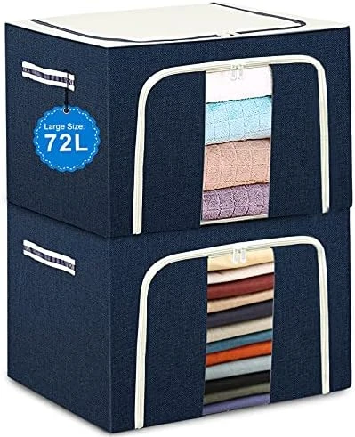 Clothes Storage Boxes Bins - 72L X 2 Large Organizers With Steel Frame , Tulab Foldable Oxford Containers Set, Clear Window & Reinforced Handles, Waterproof, For Closet, Bedding, Blankets (2-Pack, 20.07”x 15.73” X 14”) 7 Clothes Storage Boxes Bins - 72L X 2 Large Organizers With Steel Frame , Tulab Foldable Oxford Containers Set, Clear Window & Reinforced Handles, Waterproof, For Closet, Bedding, Blankets (2-Pack, 20.07”x 15.73” X 14”) - Image 7