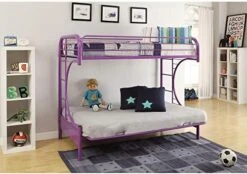 Garhelper Twin Over Futon Bunk Bed,Metal Twin Over Full Futon Bunk Bed Frame,Futon Convertible Couch And Bed Frame With 2 Side Ladders And Full-Length Guardrails For Kids Teens Adults Purple -Songmics Furniture Shop 51Zomo1DNQL. AC
