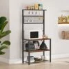 Sogesfurniture Industrial Standing Kitchen Baker Storage Shelf Rack, Microwave Oven Stand With Shelves, Utility Storage Shelf, Rustic Brown