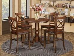 East West Furniture JAQU5-BLK-W 5 Piece Counter Height Dining Table Set Includes A Round Kitchen Table With Pedestal And 4 Dining Room Chairs, 36x36 Inch, Black & Cherry -Songmics Furniture Shop 51ZtKpi42pL. AC