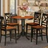 East West Furniture JAQU5-BLK-W 5 Piece Counter Height Dining Table Set Includes A Round Kitchen Table With Pedestal And 4 Dining Room Chairs, 36x36 Inch, Black & Cherry