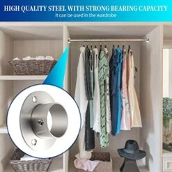 Creatyi 38mm/1-1/2 Inch Heavy Duty Stainless Steel Closet Rod Brackets Closet Shower Rod Bracket Closet Rod Holders Closet Pole Sockets Closet Rod Supports (4 PCS, Silver) -Songmics Furniture Shop 51a3RrFXDbL